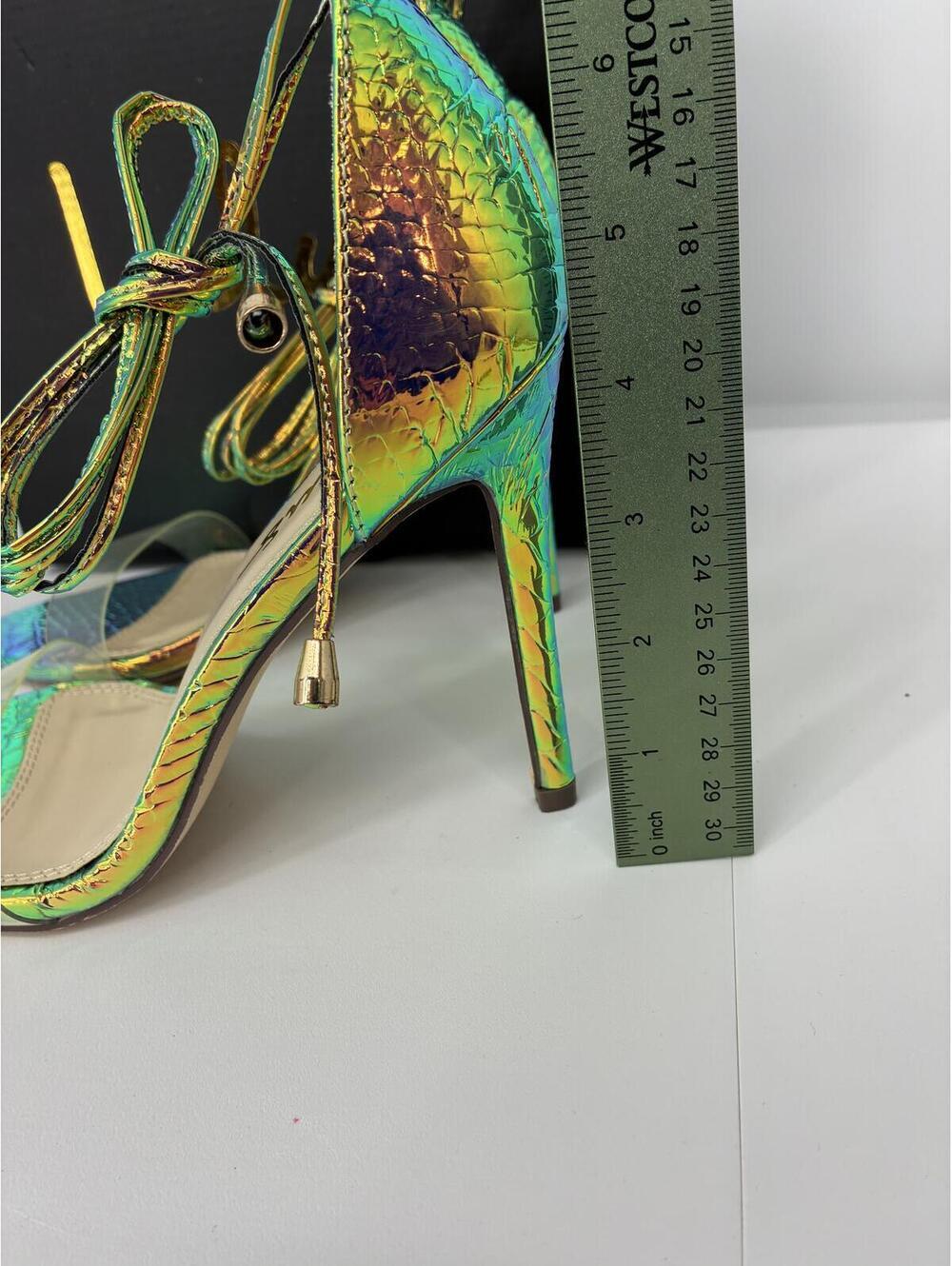 Lulus Ledah Hologram Snake High Heel Sandals with Clear Strap Size 6.5 M - Picture 5 of 7